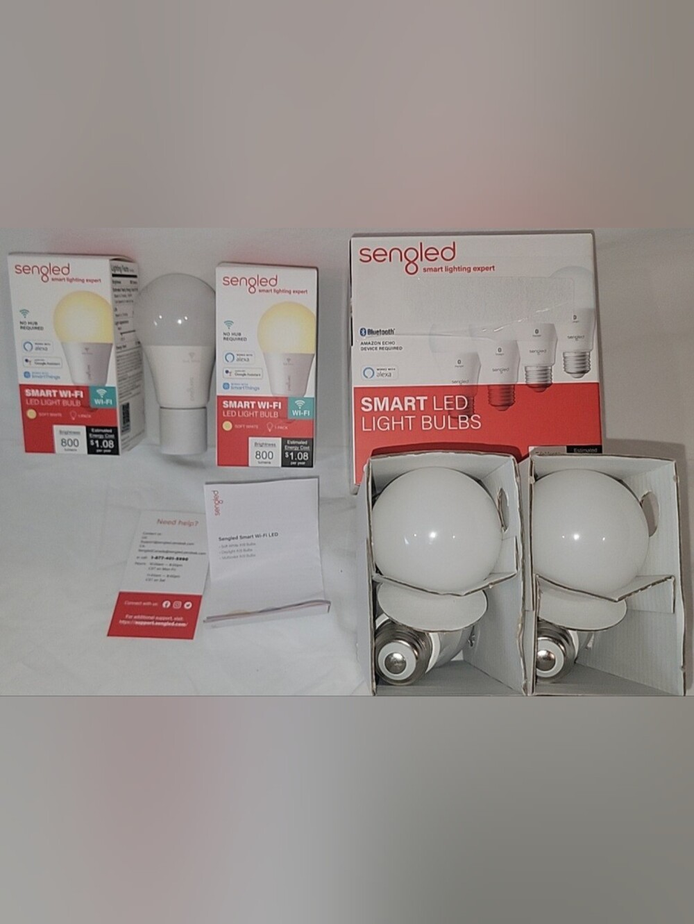 Sengled Smart LED 800 Lumens, Wifi Light Bulbs - 4 Pack & 2 Individual Packs.